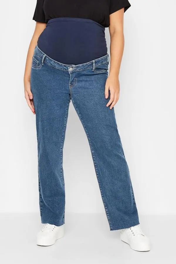 Bump It Up Maternity Plus Size Mid Blue Wide Leg Jeans Size Short > 16