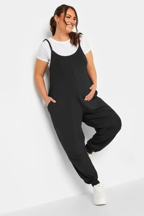 Bump It Up Maternity Curve Black Oversized Jumpsuit Size 30-32
