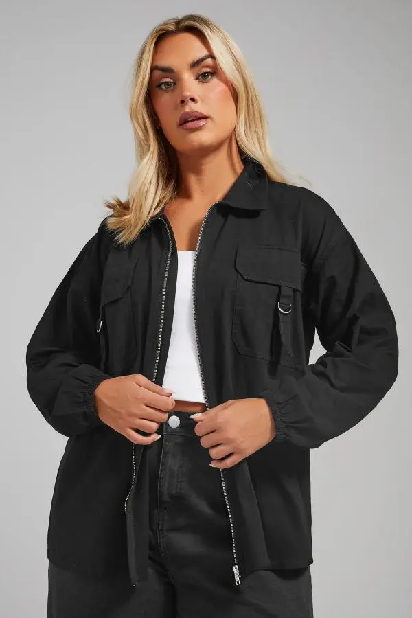 Limited Collection Plus Size Black Utility Bomber Jacket Size 26-28