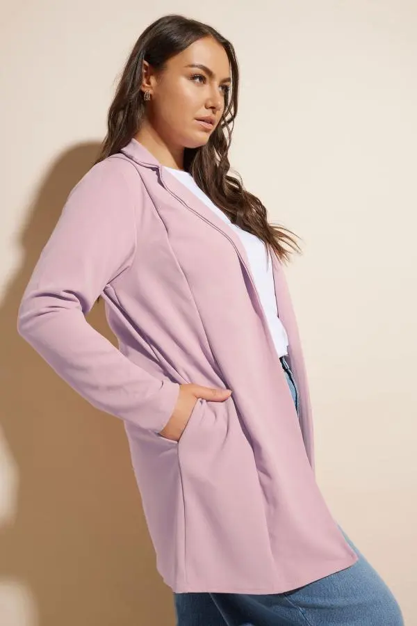 Yours Curve Plus Size Dusky Pink Longline Blazer Size 18