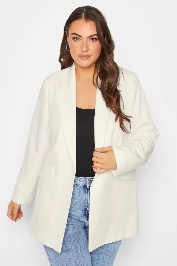 Yours Curve White Tailored Blazer, Women's Curve & Plus Size, Yours