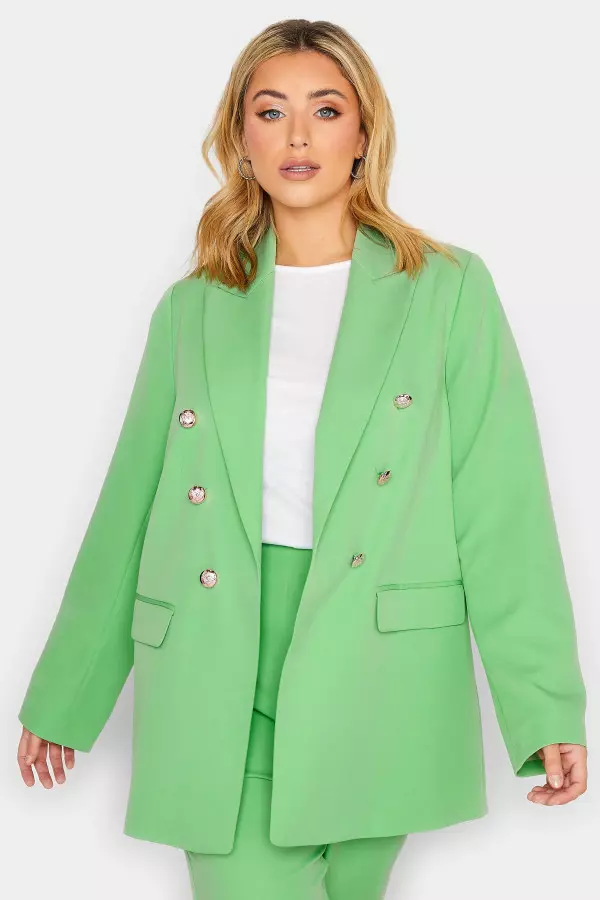 Yours Curve Mint Green Military Blazer, Women's Curve & Plus Size, Yours