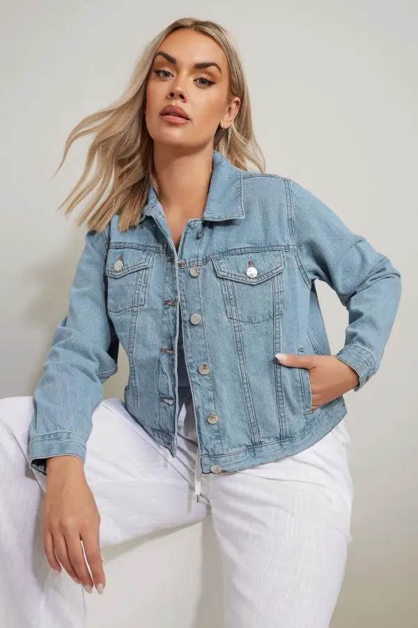 Yours Curve Light Blue Denim Jacket, Women's Curve & Plus Size, Yours