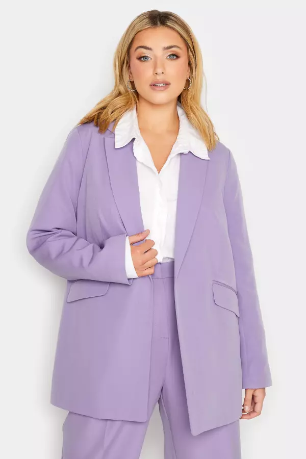 Yours Curve Lavender Purple Blazer, Women's Curve & Plus Size, Yours