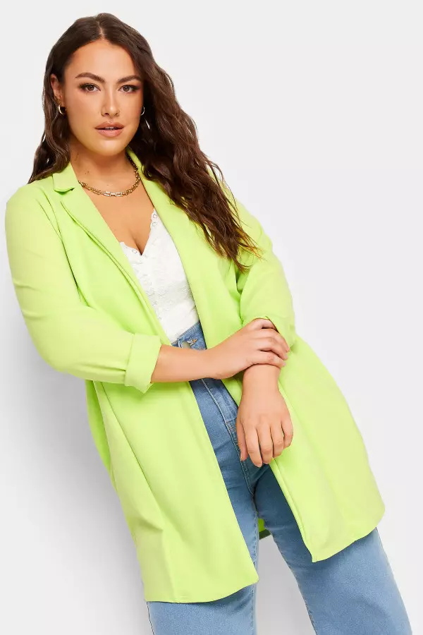 Yours Curve Lime Green Scuba Blazer, Women's Curve & Plus Size, Yours