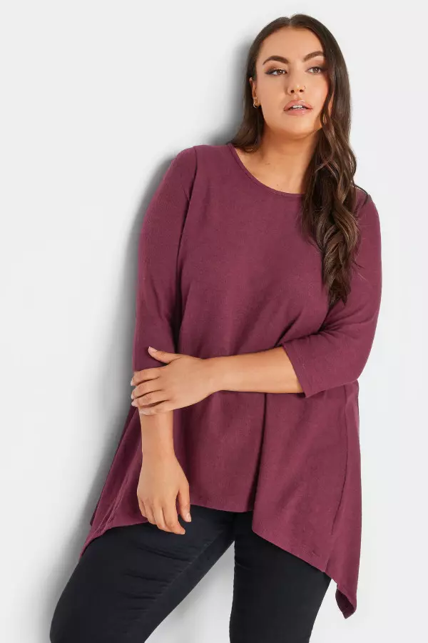 Yours Curve Red Hanky Hem Tunic, Women's Curve & Plus Size, Yours
