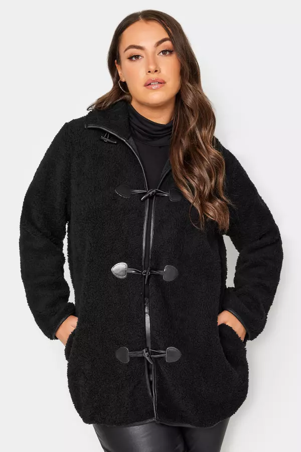 Yours Luxury Curve Black Faux Fur Toggle Jacket, Women's Curve & Plus Size, Yours Luxury Capsule Collection