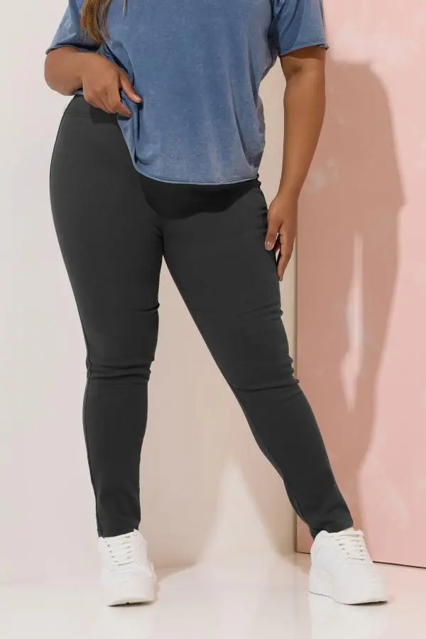 Yours Plus Size Grey Stretch Pull On Grace Jeggings Size Short > 34-36