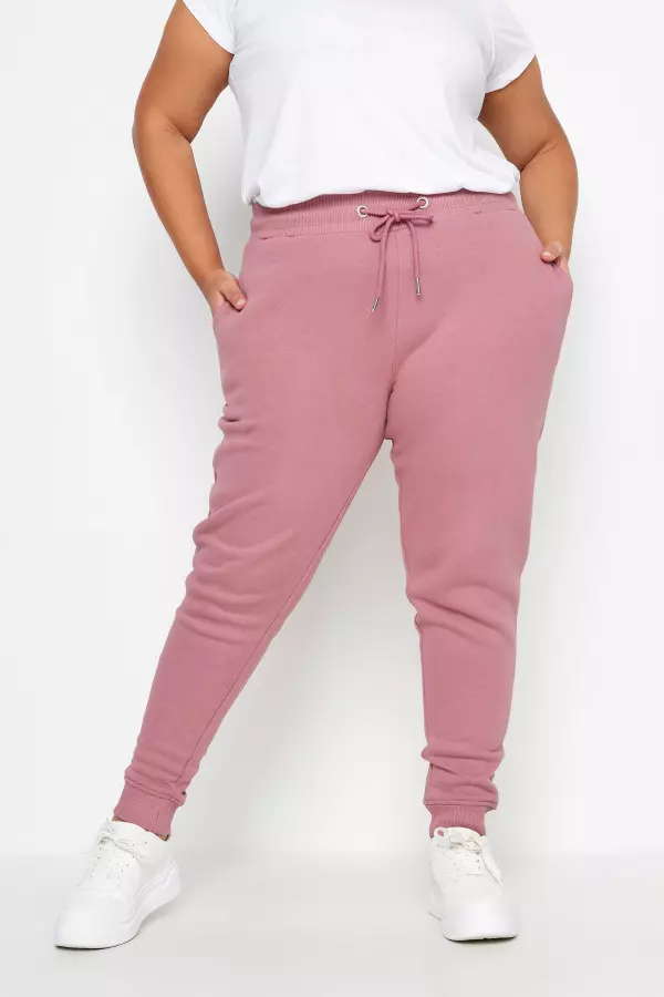 Yours Curve Pink Cuffed Stretch Joggers, Women's Curve & Plus Size, Yours