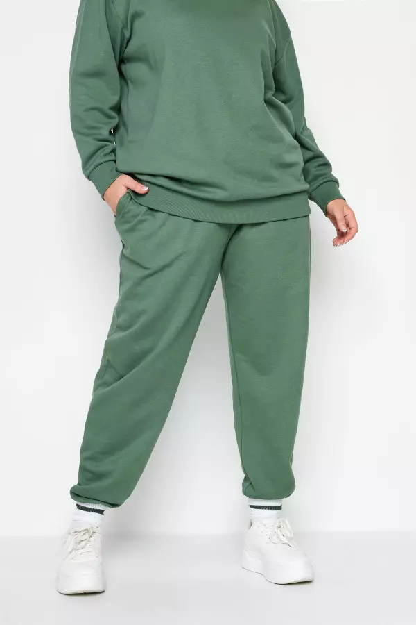 Yours Curve Green Cuffed Joggers, Women's Curve & Plus Size, Yours