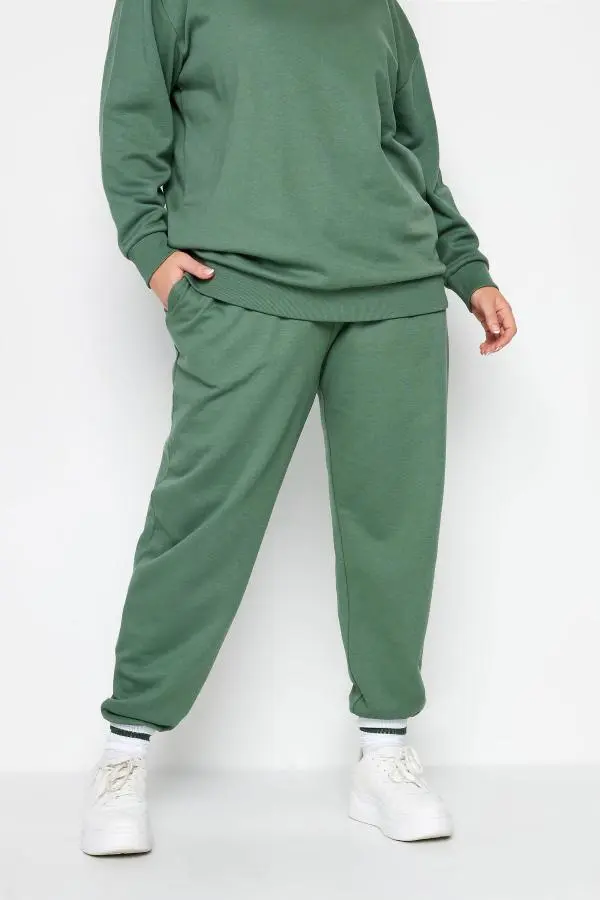 Yours Plus Size Green Cuffed Joggers Size 14
