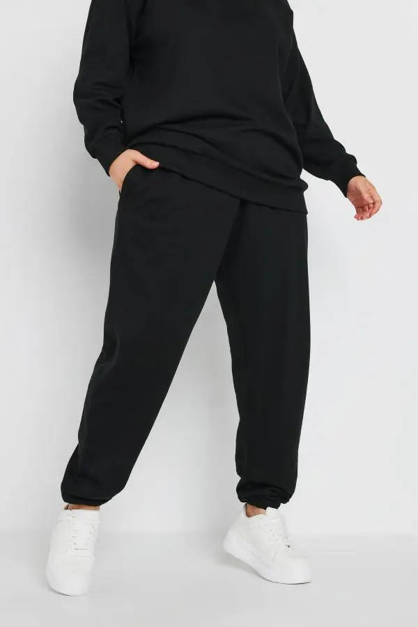 Yours Curve Black Cuffed Joggers Size 22-24