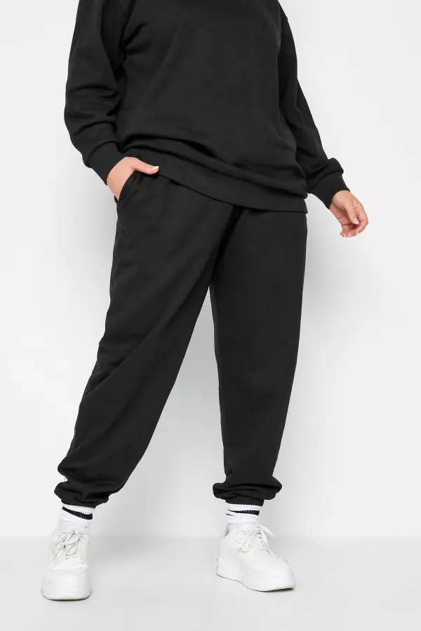 Yours Curve Black Cuffed Joggers, Women's Curve & Plus Size, Yours