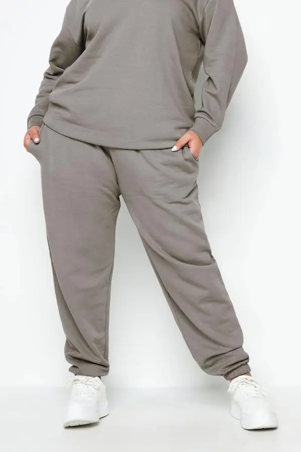 Yours Curve Light Grey Cuffed Joggers Size 16