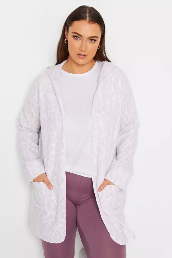 Yours Luxury Curve Purple Animal Print Hooded Faux Fur Jacket, Women's Curve & Plus Size, Yours Luxury Capsule Collection