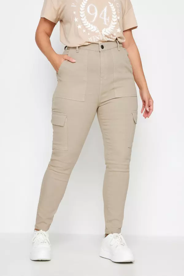 Yours Curve Light Brown Cargo Ava Jeans, Women's Curve & Plus Size, Yours