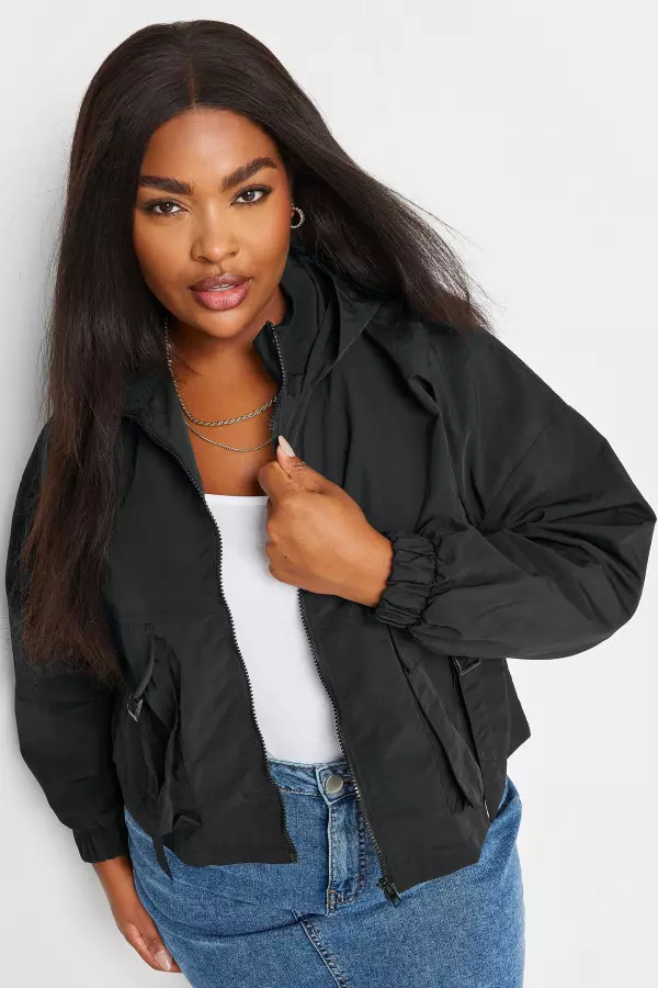 Limited Collection Curve Black Hooded Cargo Jacket, Women's Curve & Plus Size, Limited Collection