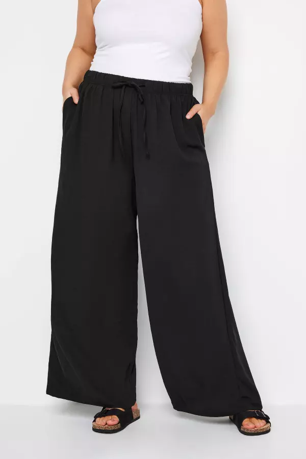 Yours Curve Black Twill Wide Leg Trousers, Women's Curve & Plus Size, Yours