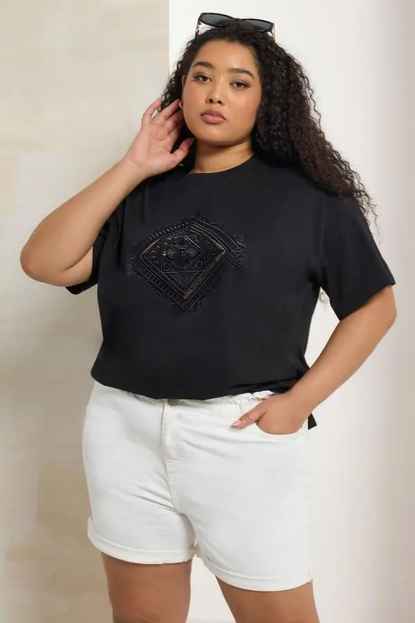Yours Curve White Elasticated Stretch Denim Shorts, Women's Curve & Plus Size, Yours