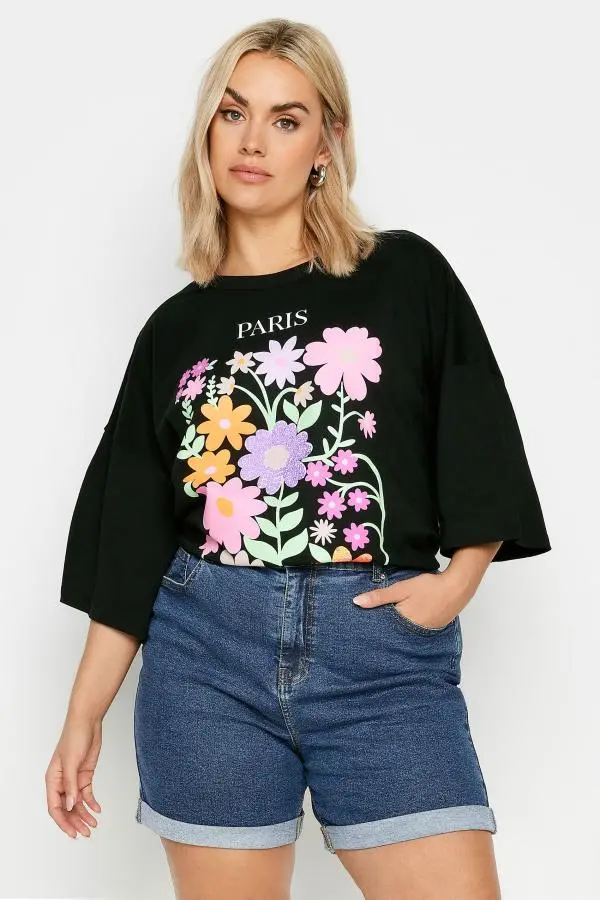 Yours Plus Size Dark Blue Turn Up Stretch Mom Shorts Size 34-36