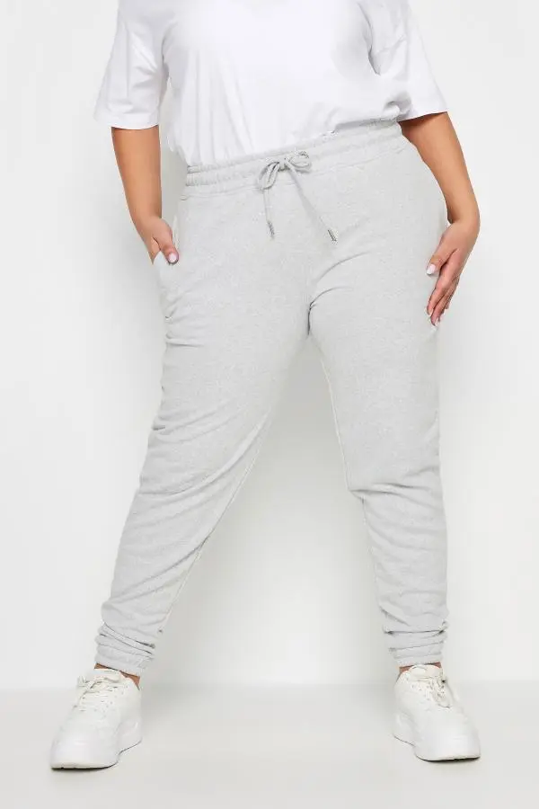 Yours Plus Size Light Grey Elasticated Joggers Size 26-28