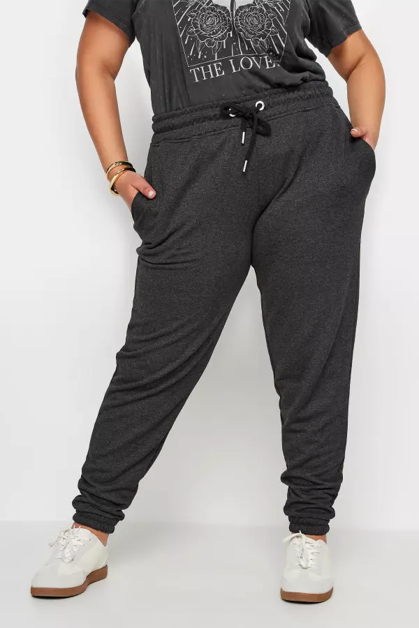 Yours Curve Charcoal Grey Elasticated Joggers, Women's Curve & Plus Size, Yours