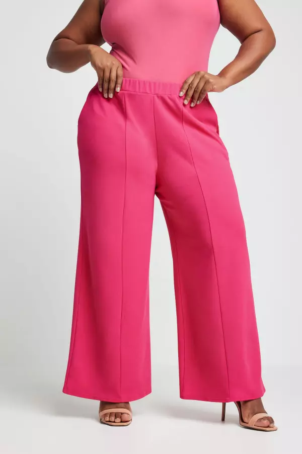 Limited Collection Curve Pink Wide Leg Trousers, Women's Curve & Plus Size, Limited Collection