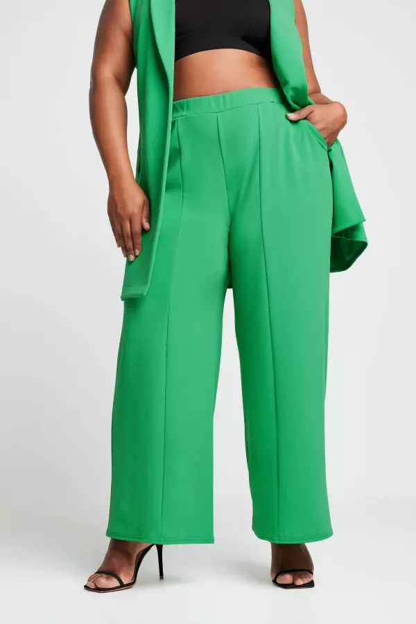 Limited Collection Curve Green Wide Leg Trousers, Women's Curve & Plus Size, Limited Collection