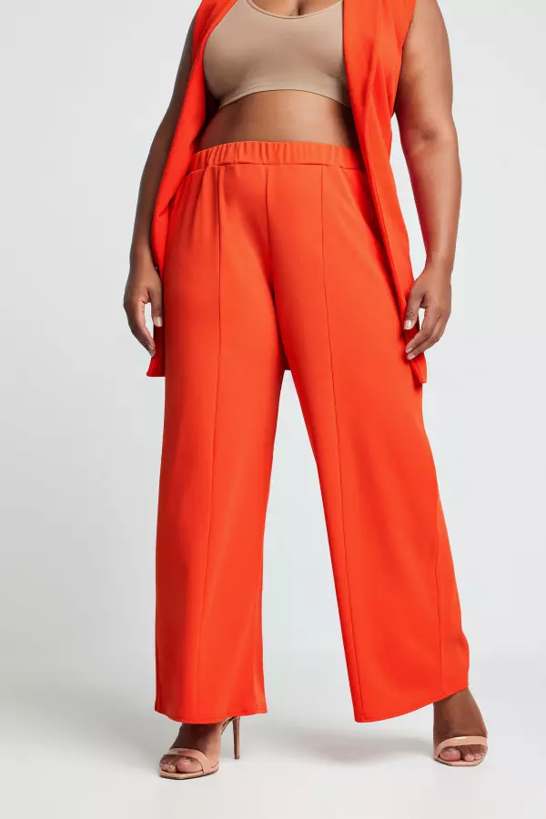 Limited Collection Curve Bright Orange Wide Leg Trousers, Women's Curve & Plus Size, Limited Collection