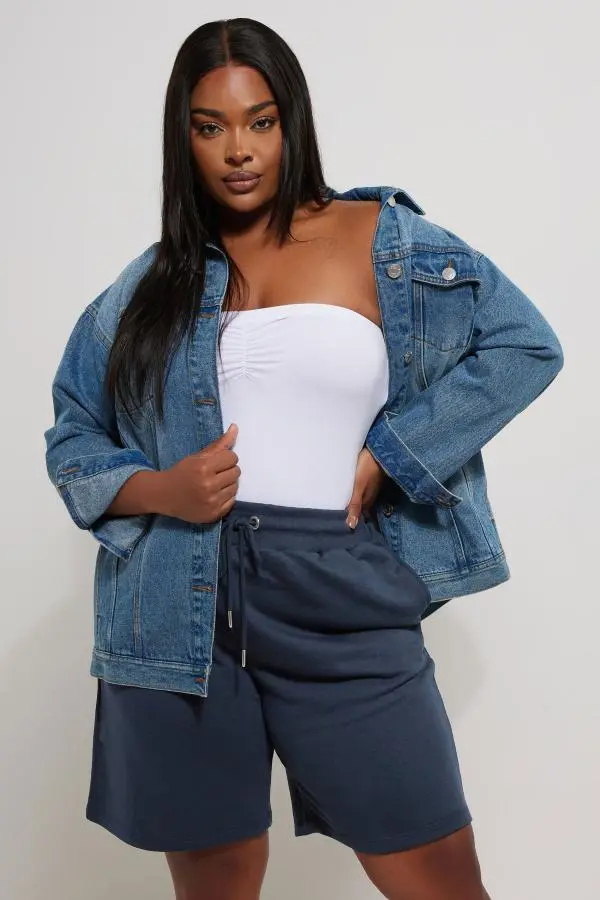 Yours Curve Navy Blue Elasticated Jogger Shorts, Women's Curve & Plus Size, Yours