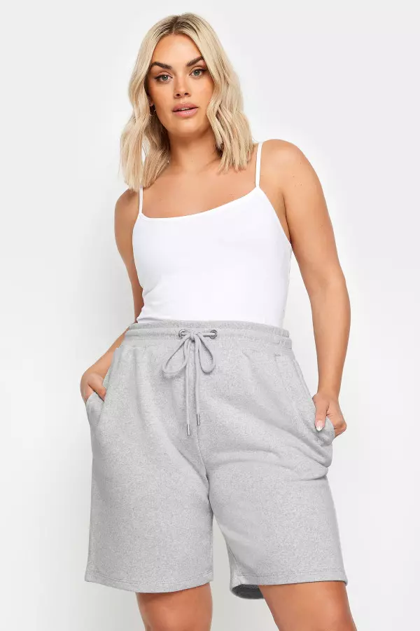 Yours Curve Light Grey Elasticated Jogger Shorts, Women's Curve & Plus Size, Yours