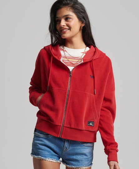 Pockets For Women - Superdry Women's Vintage Crop Zip Hoodie Red / Soda Pop  Red -