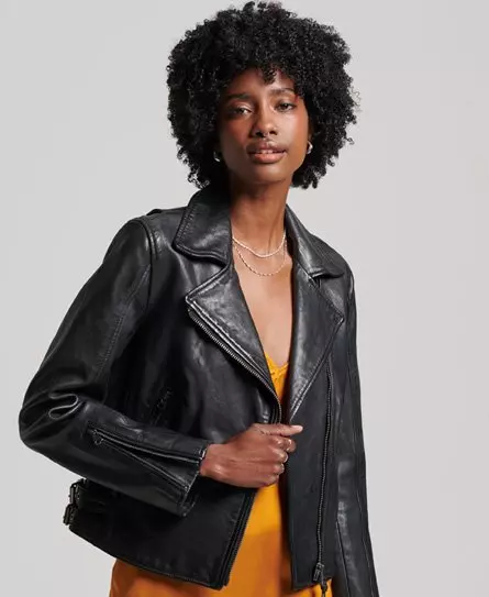 Ladies superdry deals leather jacket