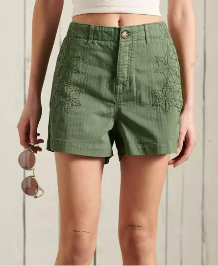 Superdry Women's Green / Moonshine Olive Fatigue Shorts - 