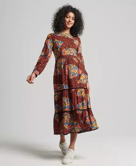 Superdry Woven Long Sleeve Midi Dress