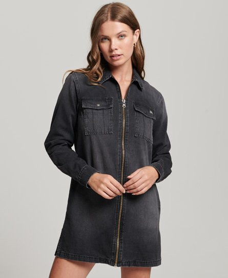 Superdry Women's Denim Shirt Dress Black / Washed Black - 