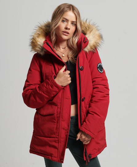 Superdry Women's Everest Parka Coat Red - 