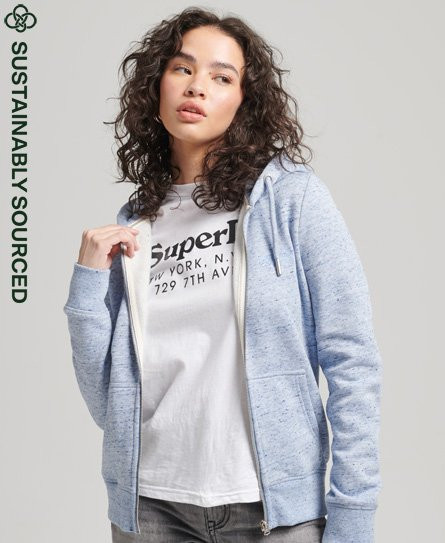 Superdry Women's Organic Cotton Vintage Logo Zip Hoodie Light Blue / LA Blue Marl - 