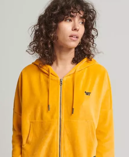 Superdry Women's Vintage Crop Zip Hoodie Yellow / Utah Gold - 