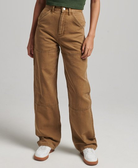 Superdry Women's Wide Leg Carpenter Pants Brown / Sandstone - 