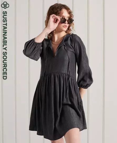 Superdry Women's Long Sleeved Tencel Dress Black / Black Wash - 