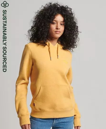 Superdry Women's Organic Cotton Vintage Logo Embroidered Hoodie Yellow / Ochre Marl - 