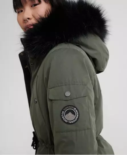 Superdry Women's Nadare Microfibre Parka Khaki / Military Duck - 