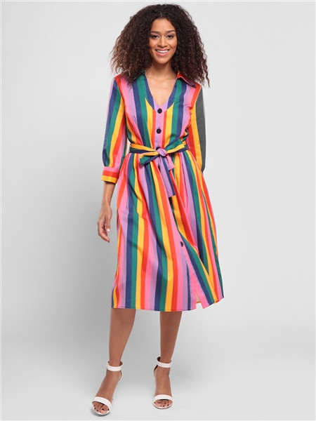 Bright And Beautiful Lauren Rainbow Wishes Stripe Dress 