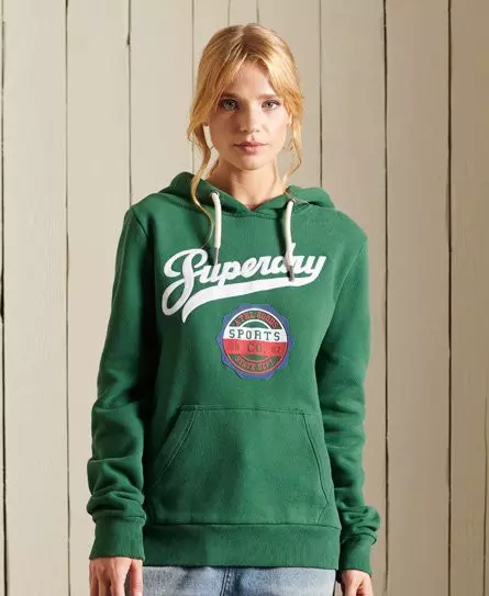 Superdry Women's Script Style College Hoodie Green / Bowling Green - 