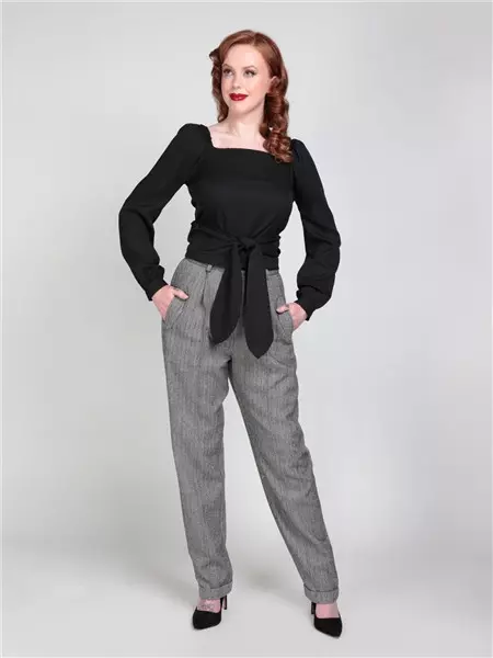 Collectif Womenswear Zuri Herringbone Trousers 