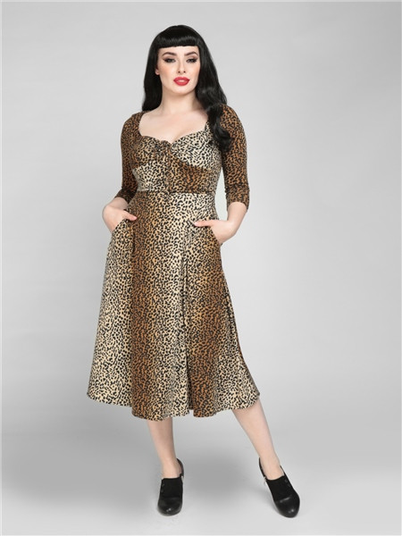 Collectif Womenswear Minda Leopard Swing Dress 