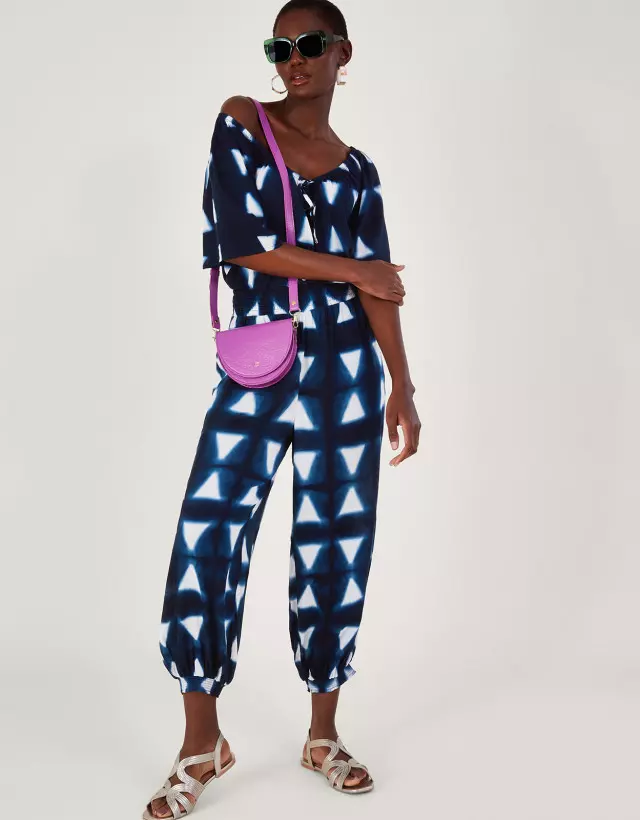 Batik Dye Triangle Trousers in LENZING™ ECOVERO™ Blue
