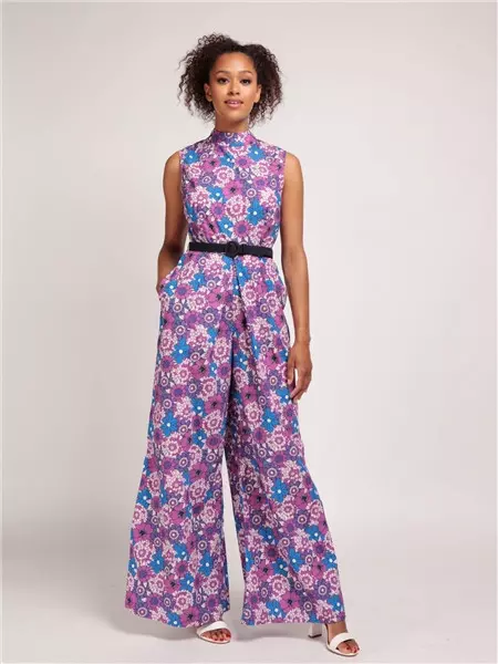 Bright And Beautiful Maggie Violet Flower Power Jumpsuit
