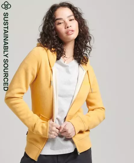 Superdry Women's Organic Cotton Vintage Logo Zip Hoodie Yellow / Ochre Marl - 